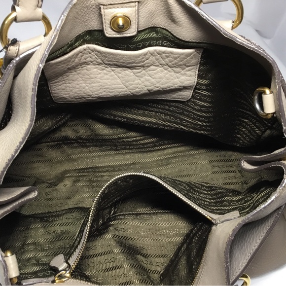Authentic PRADA Pebbled Leather Tote Bag with Strap - Picture 14 of 16